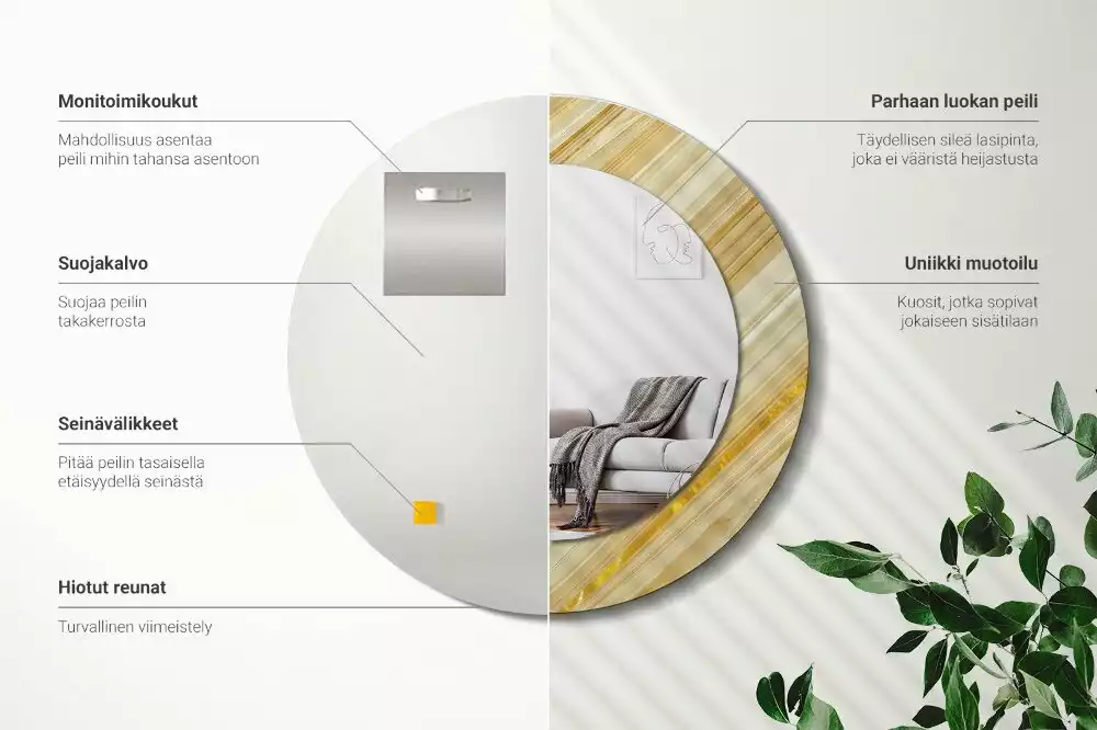 Miroir rond imprimé Motif abstrait