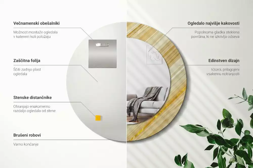 Miroir rond imprimé Motif abstrait