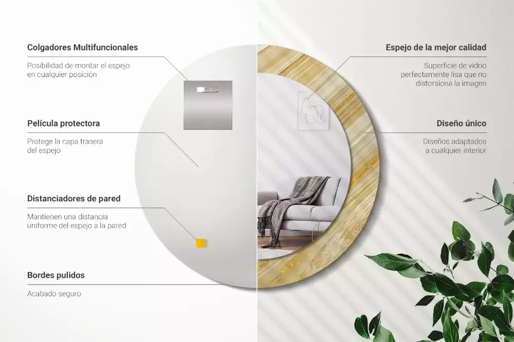 Miroir rond imprimé Motif abstrait