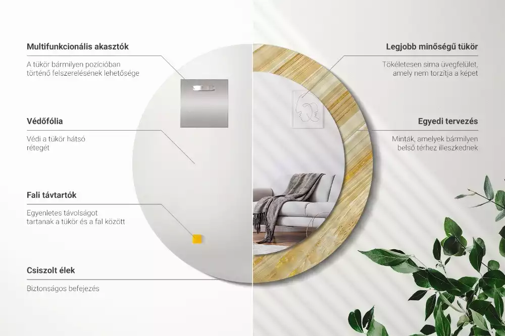 Miroir rond imprimé Motif abstrait