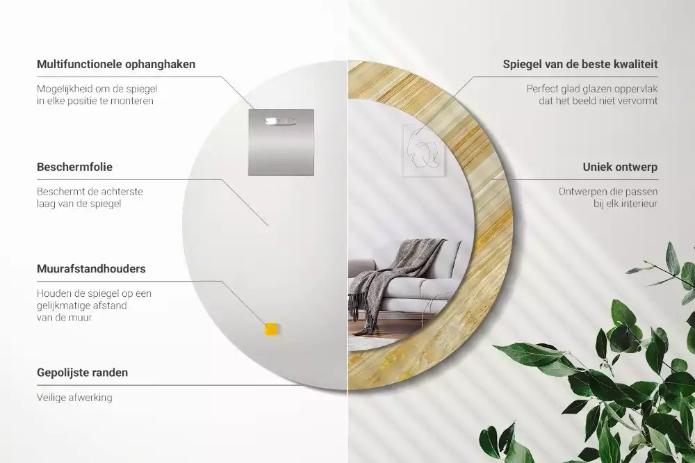 Miroir rond imprimé Motif abstrait