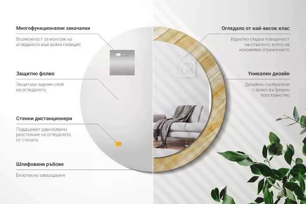 Miroir rond imprimé Motif abstrait