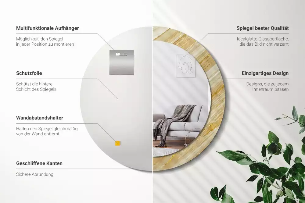 Miroir rond imprimé Motif abstrait