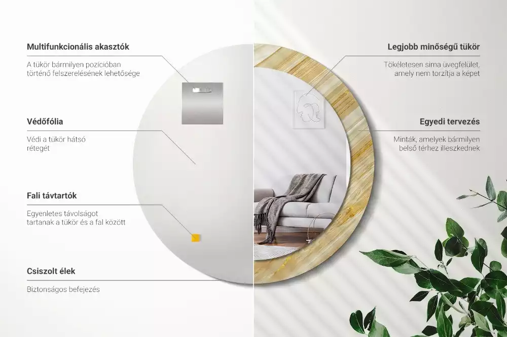 Miroir rond imprimé Motif abstrait