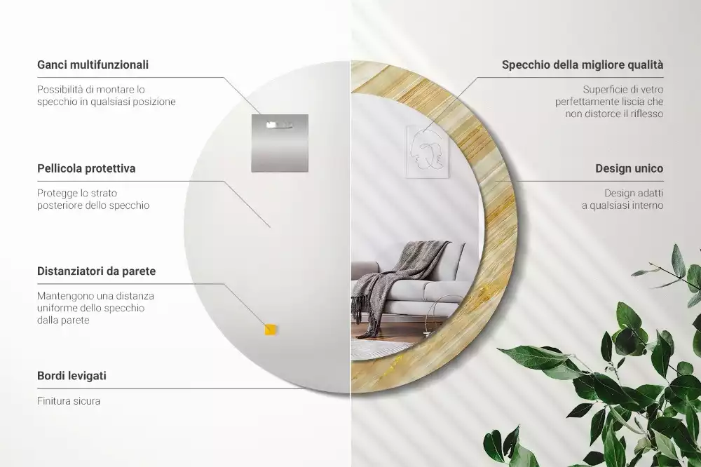 Miroir rond imprimé Motif abstrait