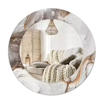 Miroir rond imprimé Marbre clair