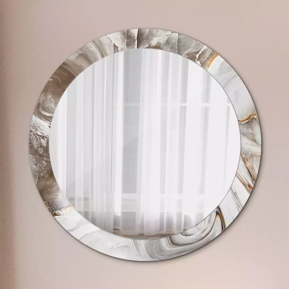 Miroir rond imprimé Marbre clair