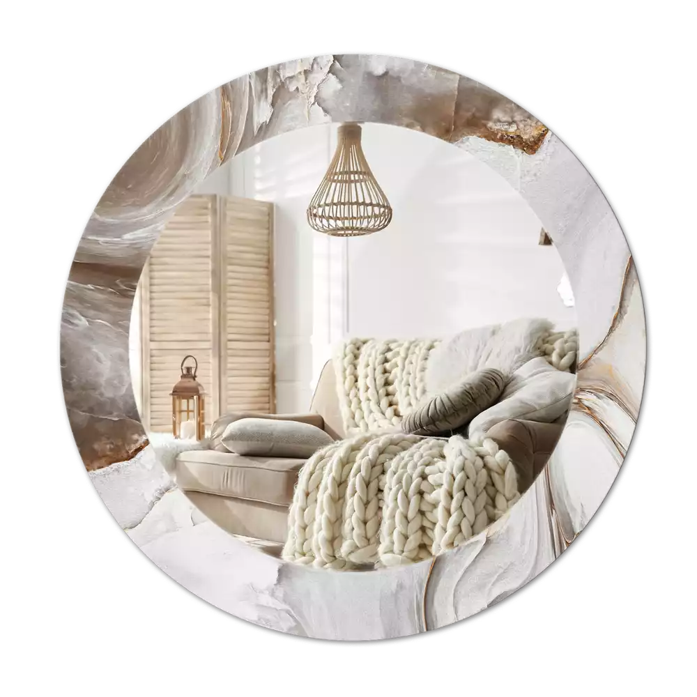 Miroir rond imprimé Marbre clair
