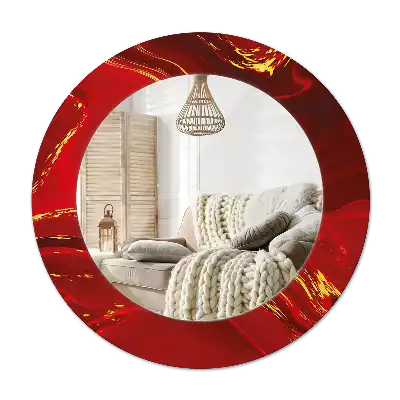 Miroir rond avec décoration Marbre rouge