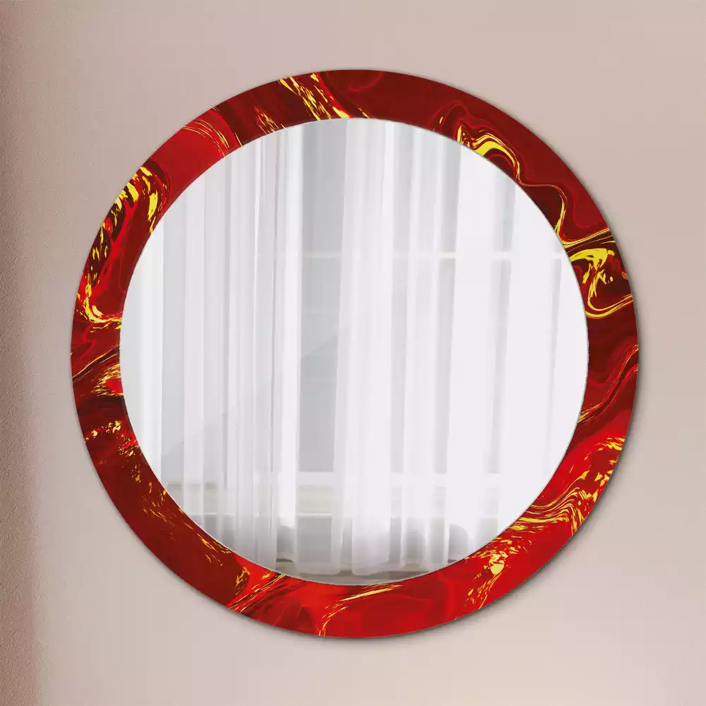 Miroir rond avec décoration Marbre rouge