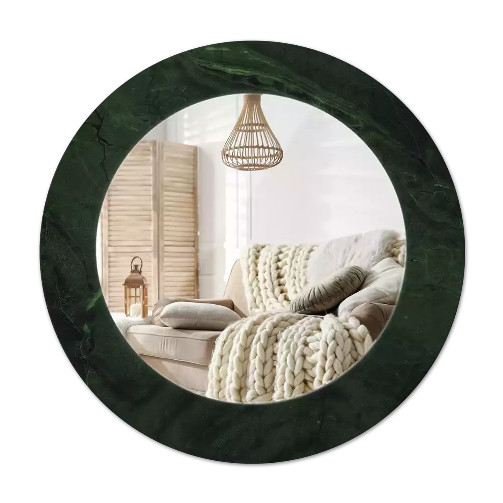 Miroir rond imprimé Petit marbre vert