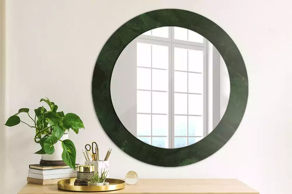 Miroir rond imprimé Petit marbre vert