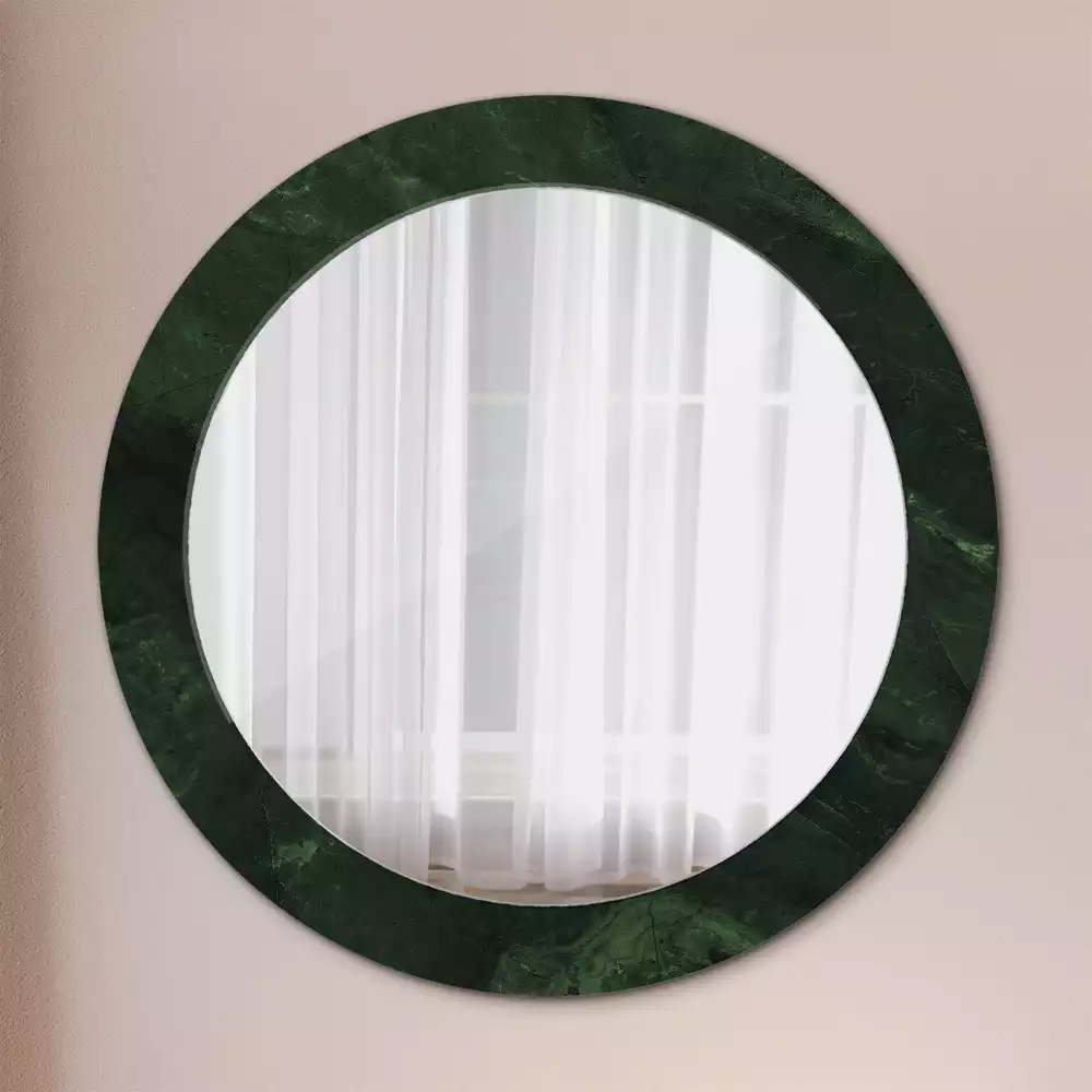 Miroir rond imprimé Petit marbre vert