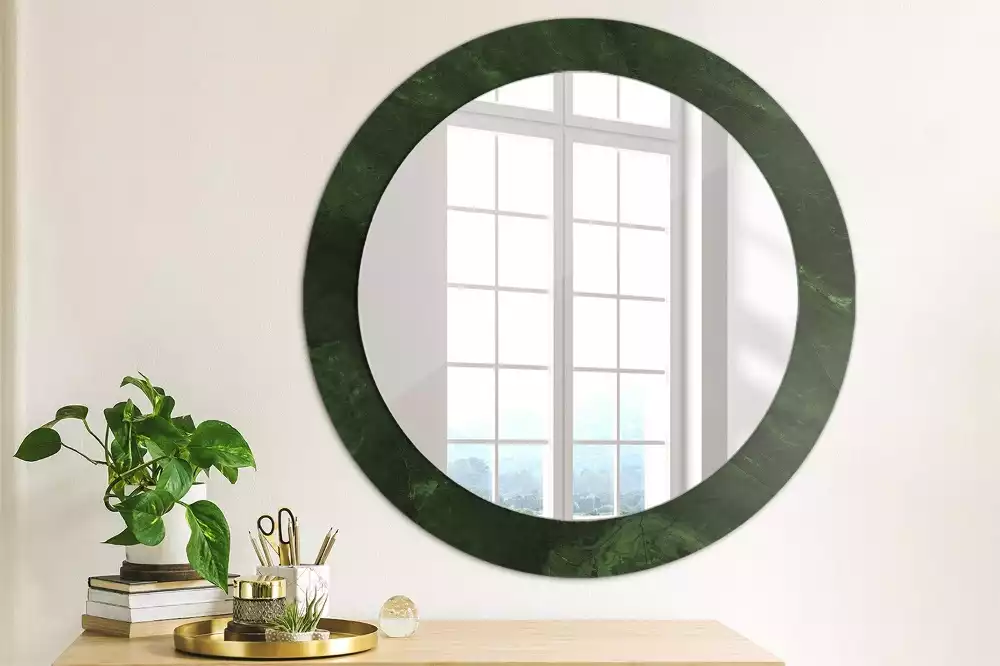 Miroir rond imprimé Petit marbre vert