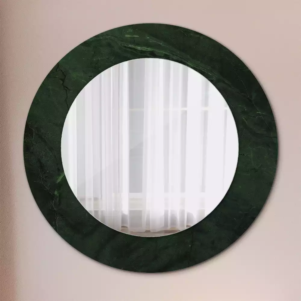 Miroir rond imprimé Petit marbre vert