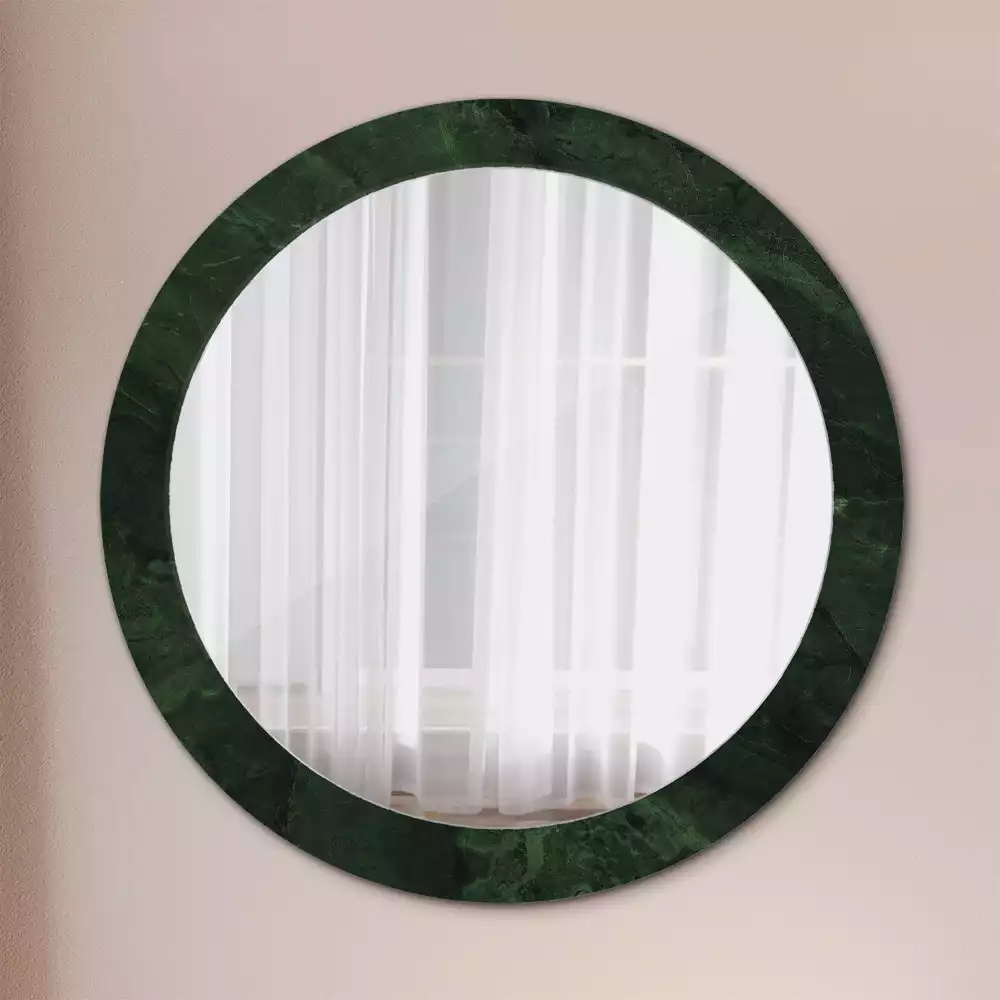 Miroir rond imprimé Petit marbre vert