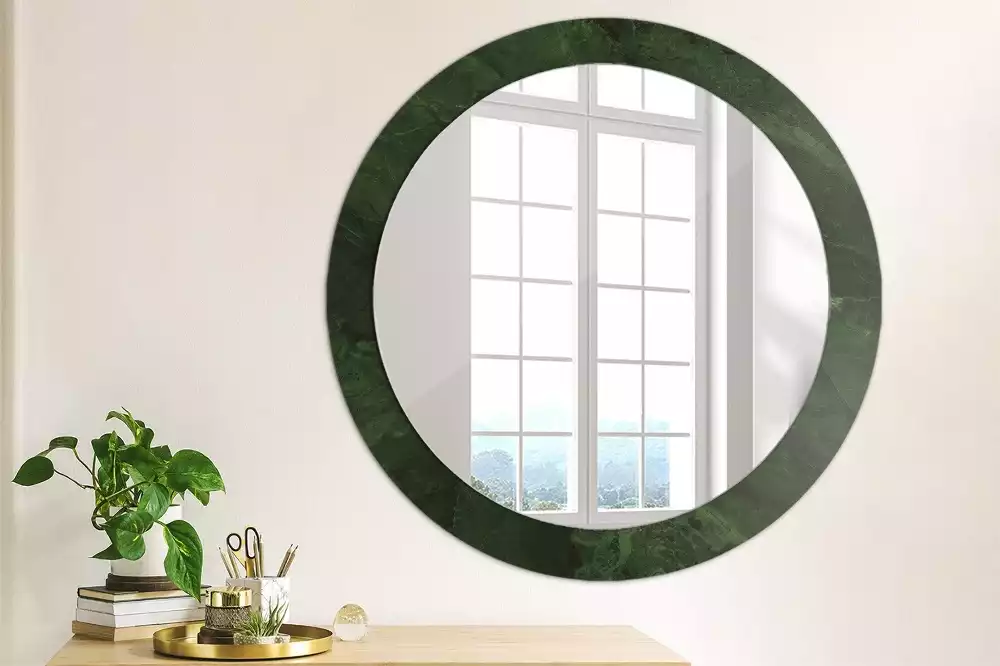 Miroir rond imprimé Petit marbre vert