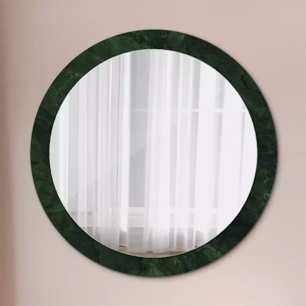 Miroir rond imprimé Petit marbre vert