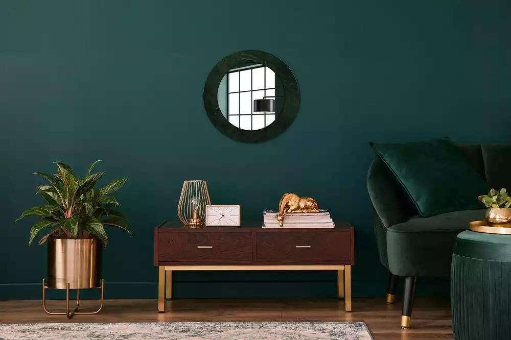 Miroir rond imprimé Petit marbre vert