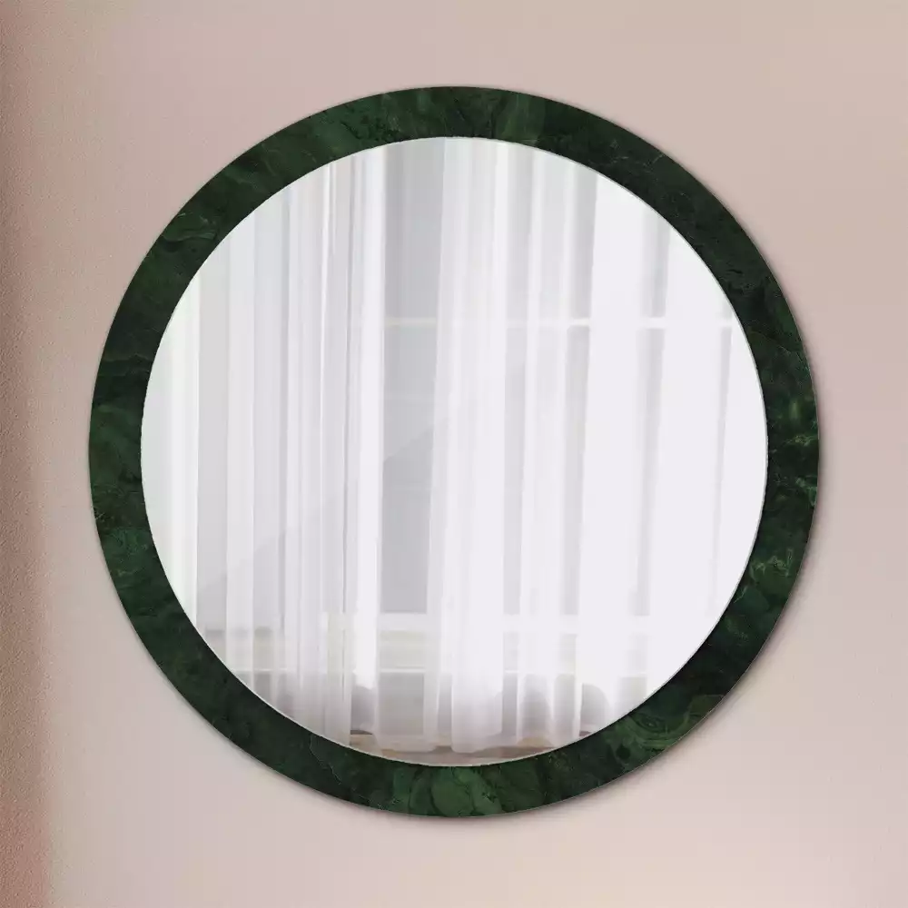 Miroir rond imprimé Petit marbre vert