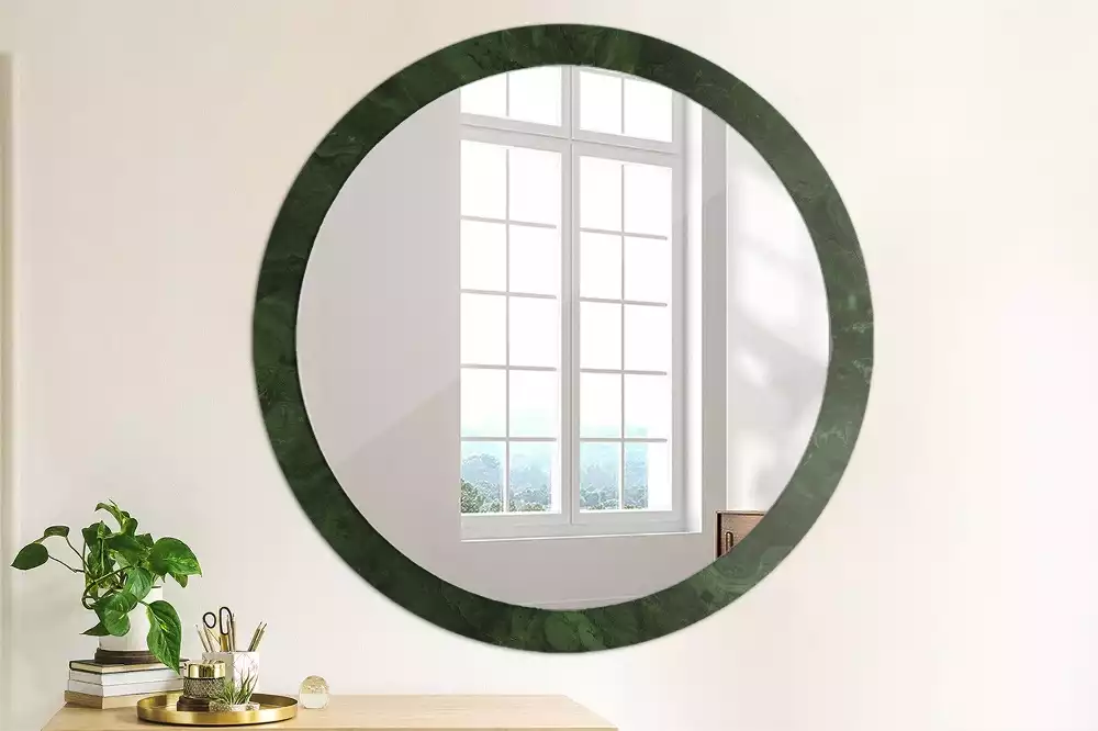 Miroir rond imprimé Petit marbre vert