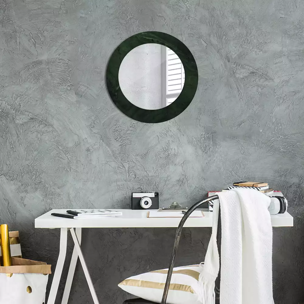 Miroir rond imprimé Petit marbre vert