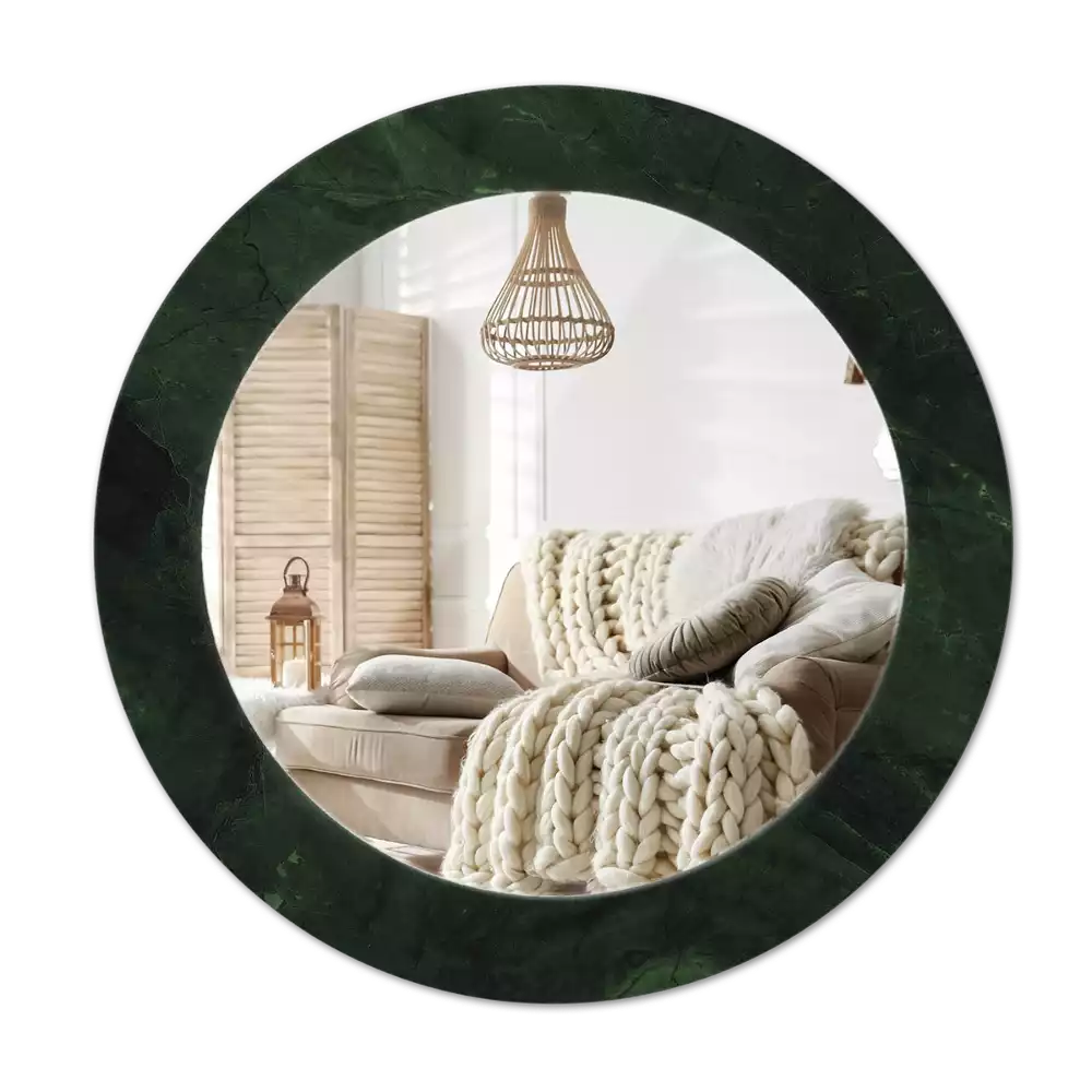 Miroir rond imprimé Petit marbre vert