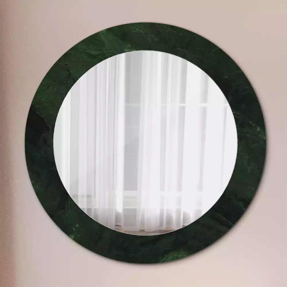Miroir rond imprimé Petit marbre vert