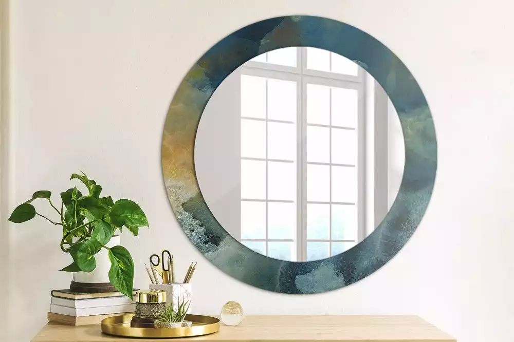 Miroir rond imprimé Marbre onyx