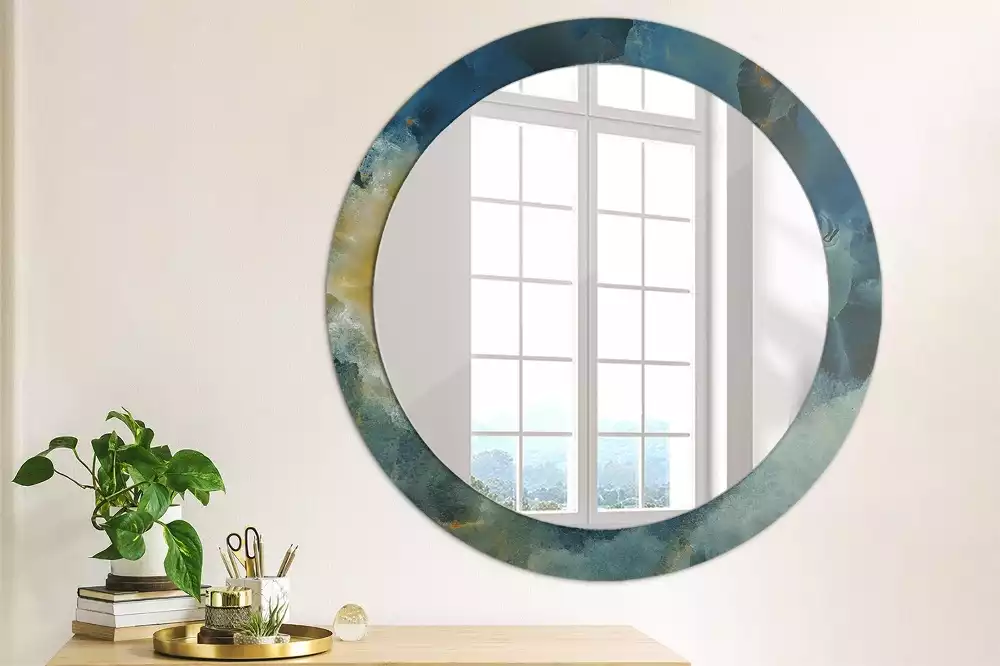 Miroir rond imprimé Marbre onyx
