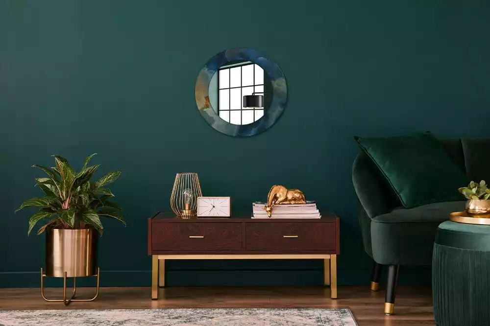 Miroir rond imprimé Marbre onyx