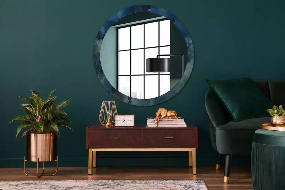 Miroir rond imprimé Marbre onyx