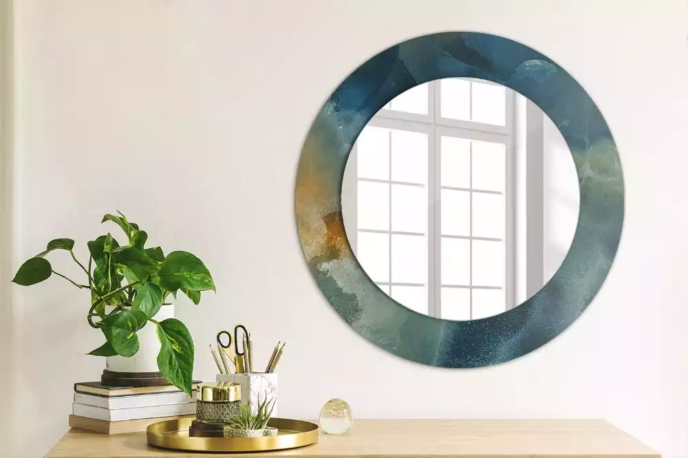 Miroir rond imprimé Marbre onyx