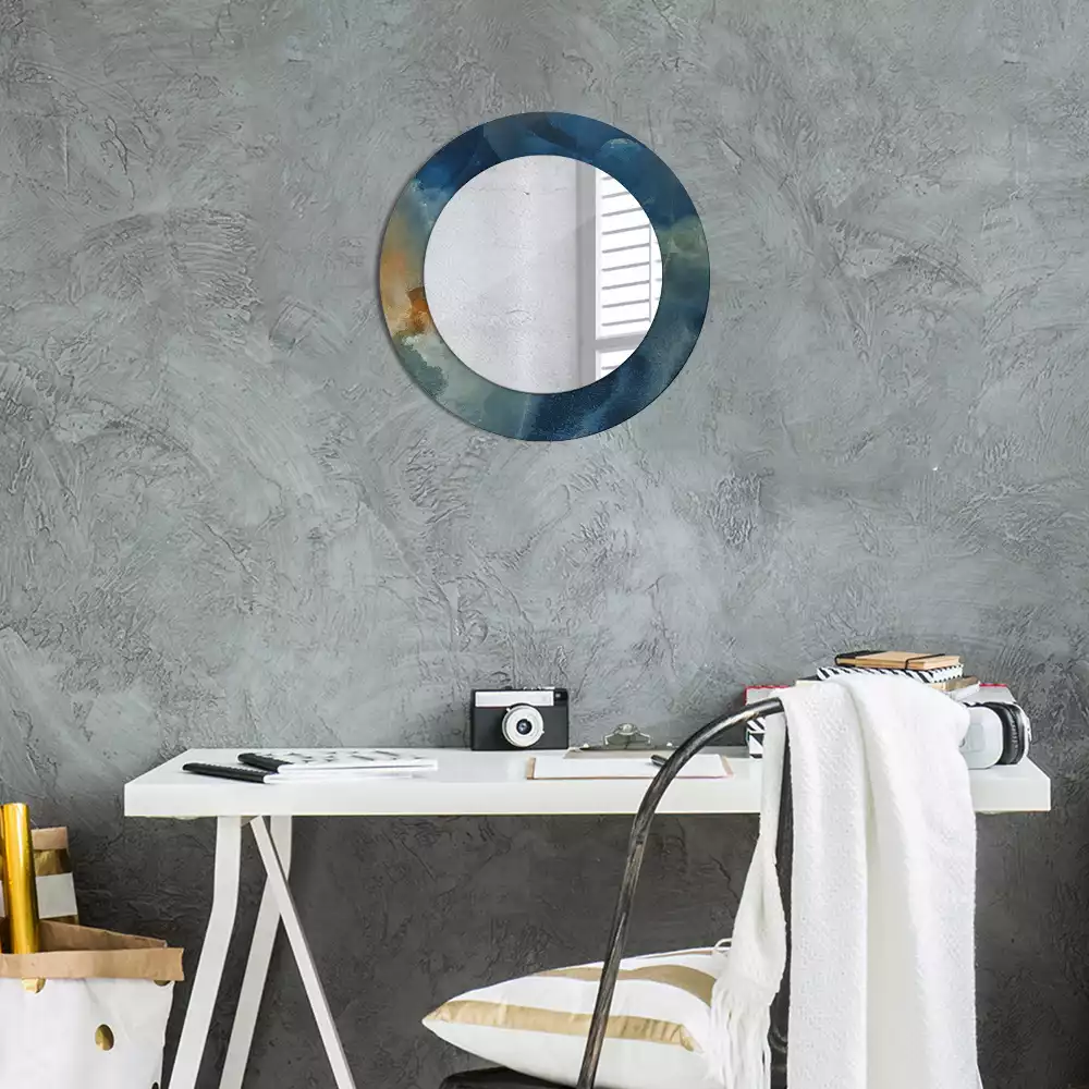 Miroir rond imprimé Marbre onyx