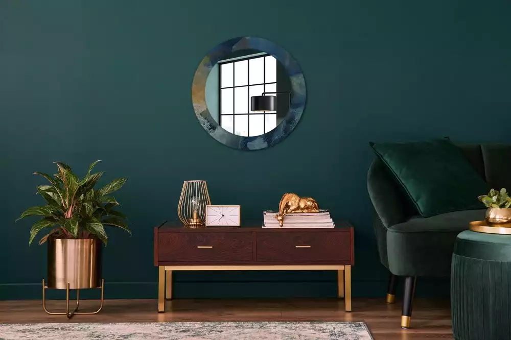 Miroir rond imprimé Marbre onyx