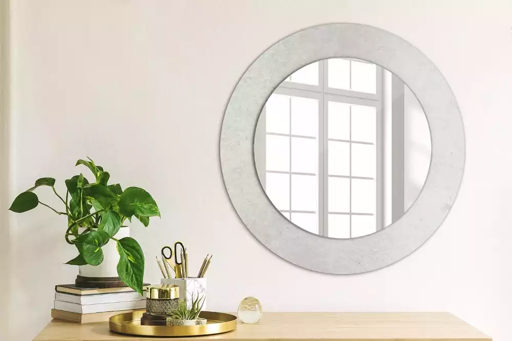 Miroir rond cadre avec impression Texture béton