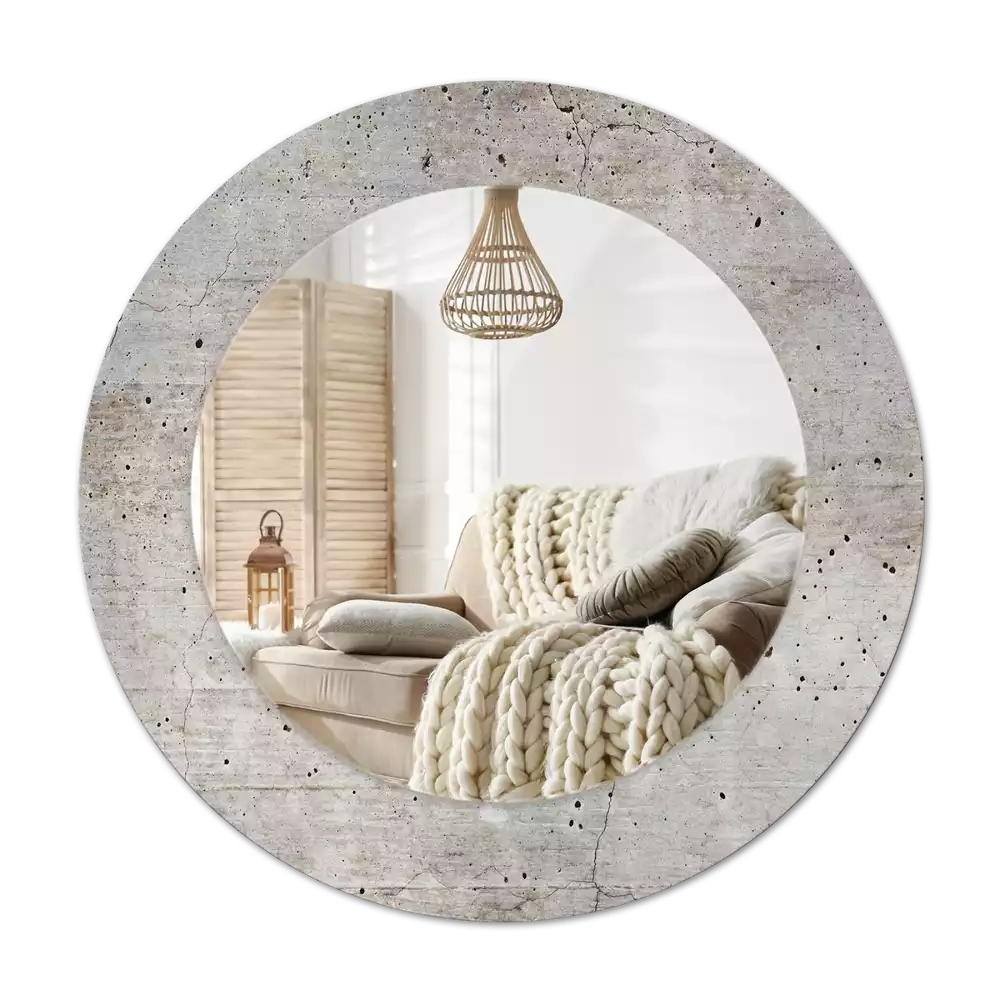Miroir rond avec décoration Béton gris