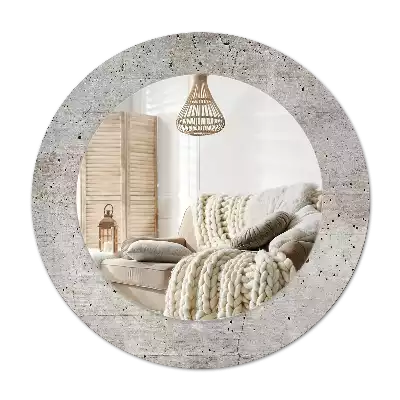 Miroir rond avec décoration Béton gris
