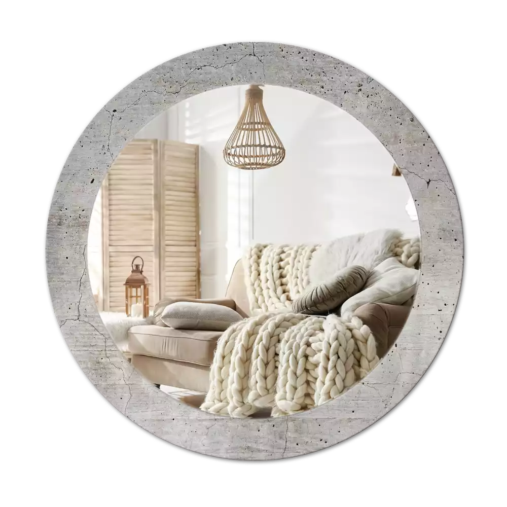 Miroir rond avec décoration Béton gris