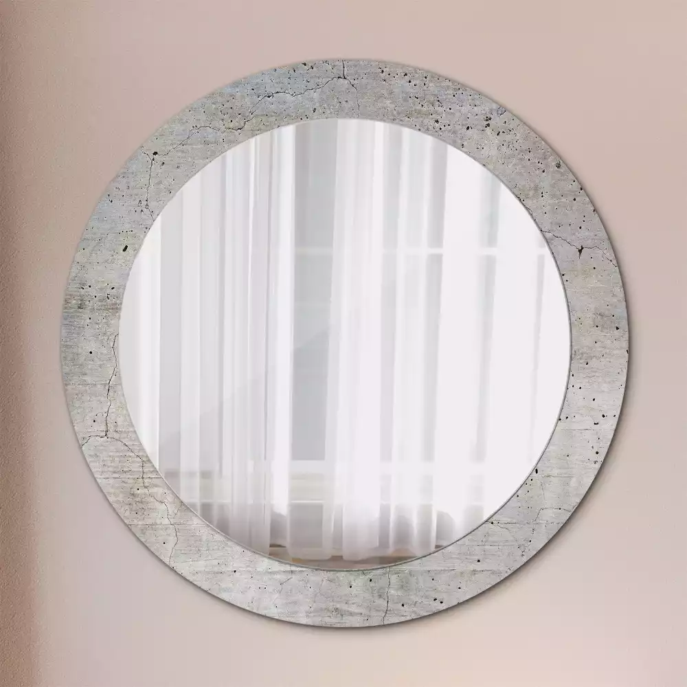 Miroir rond avec décoration Béton gris