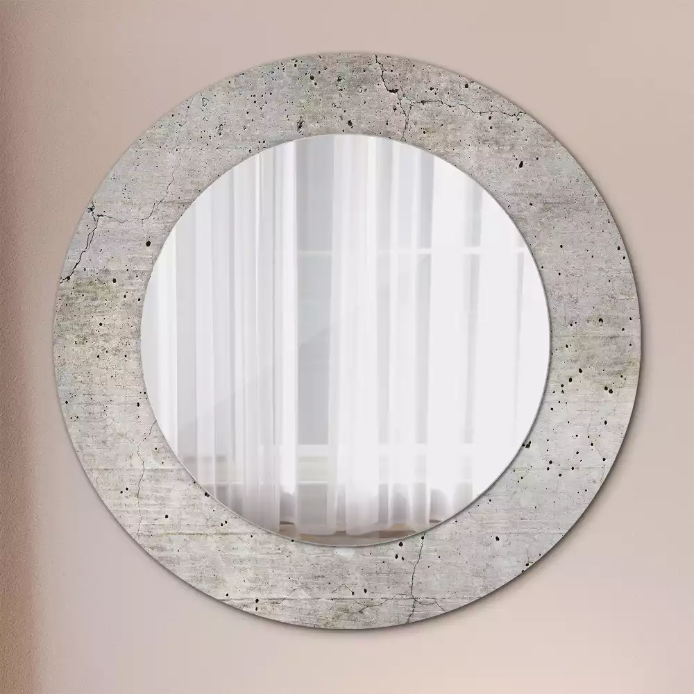 Miroir rond avec décoration Béton gris