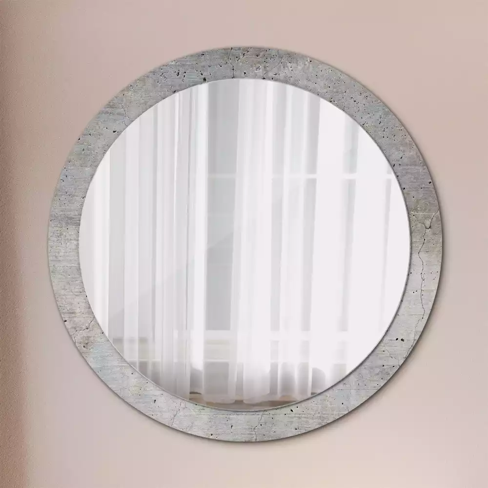 Miroir rond avec décoration Béton gris