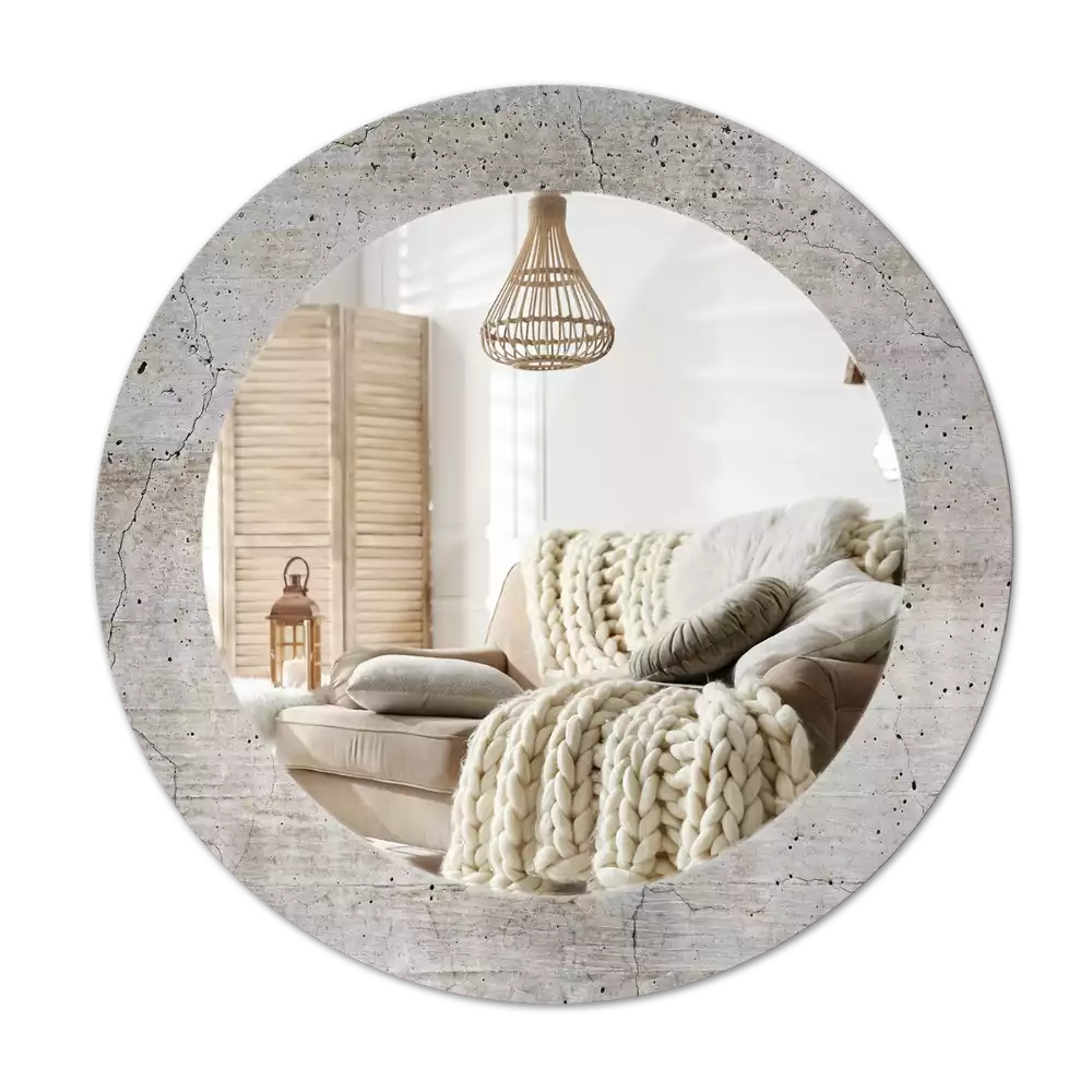Miroir rond avec décoration Béton gris
