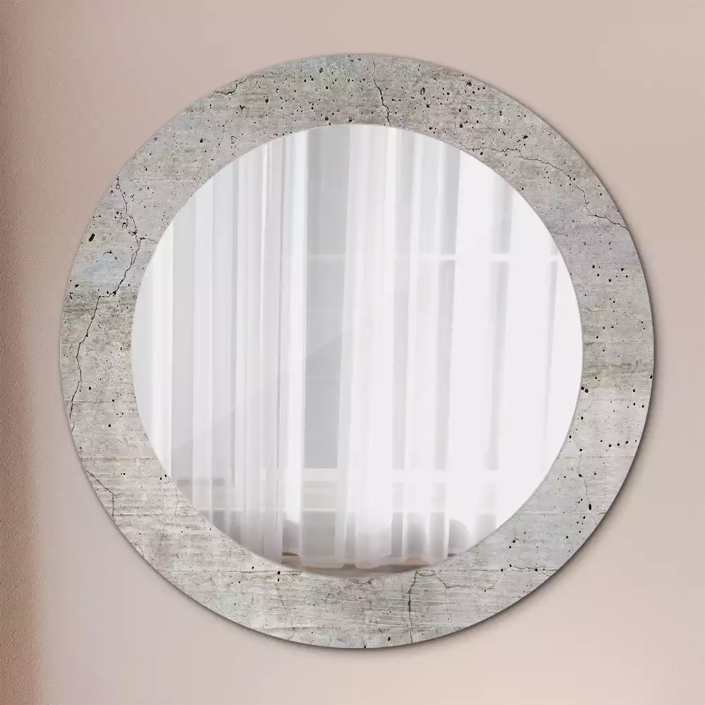 Miroir rond avec décoration Béton gris