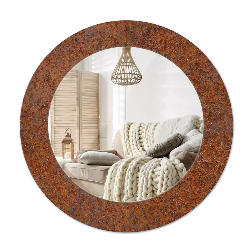 Miroir rond avec décoration Métal rouillé