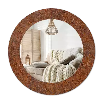 Miroir rond avec décoration Métal rouillé