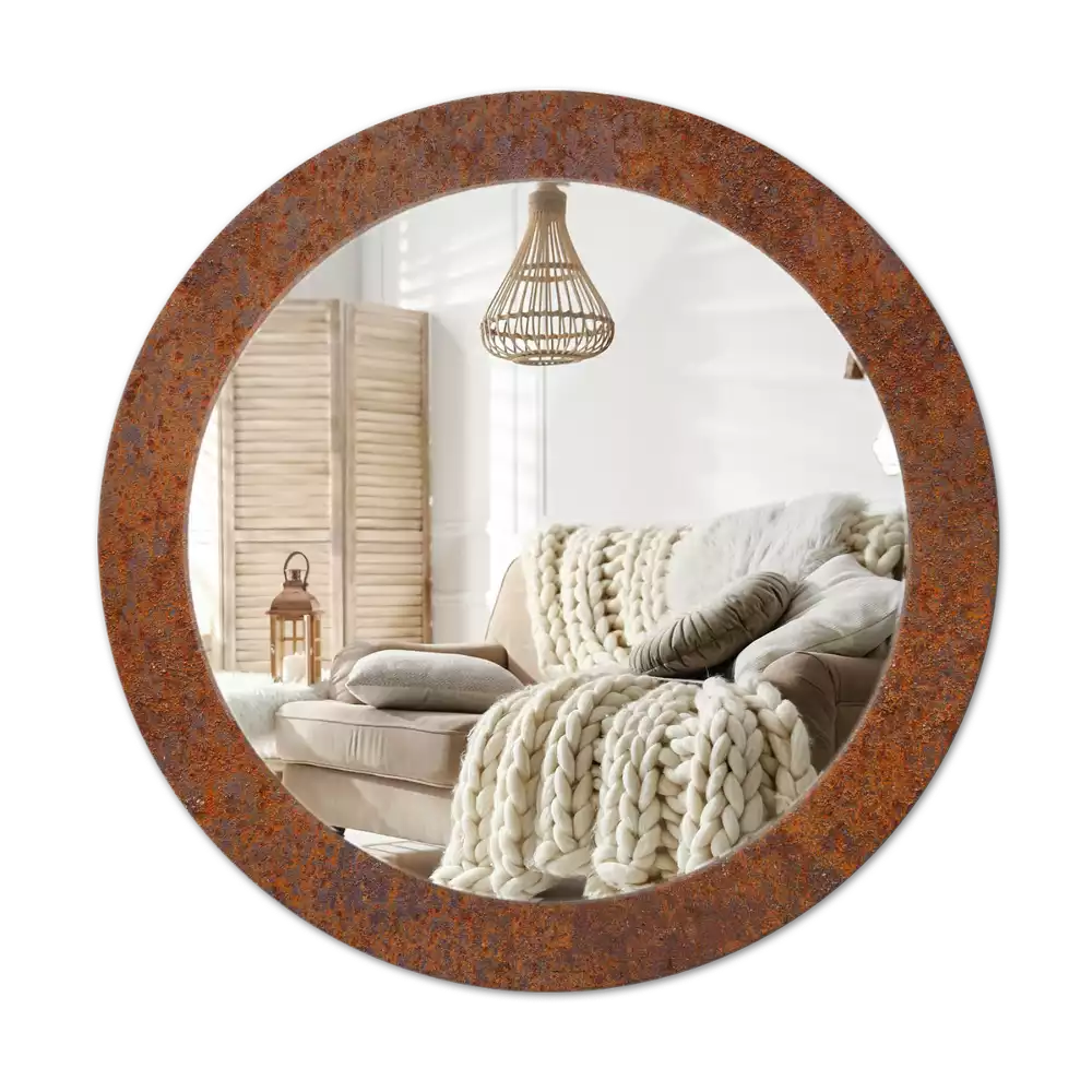 Miroir rond avec décoration Métal rouillé