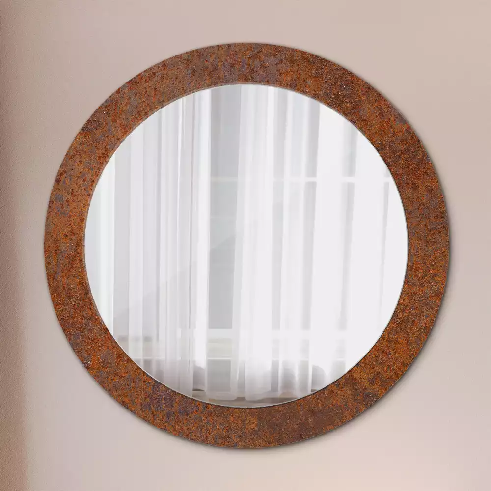 Miroir rond avec décoration Métal rouillé