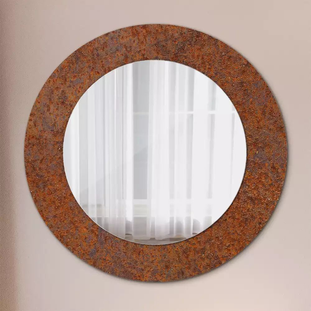 Miroir rond avec décoration Métal rouillé