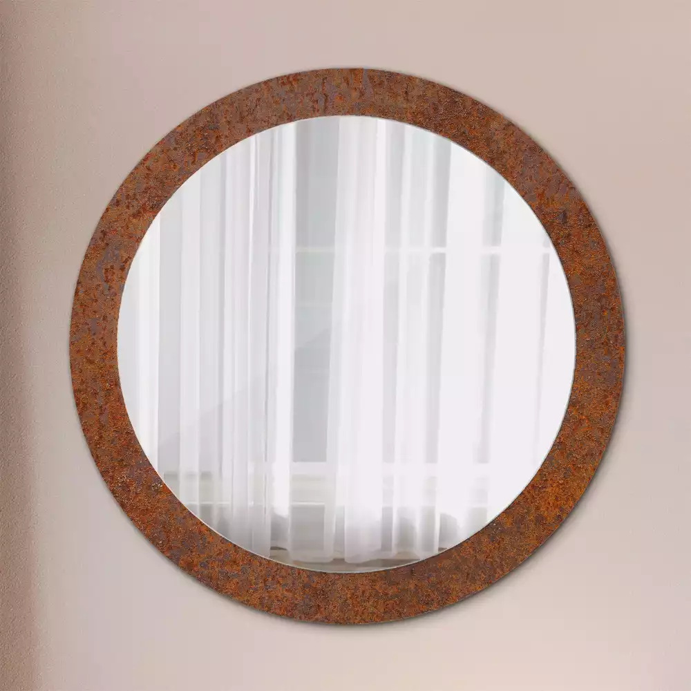 Miroir rond avec décoration Métal rouillé